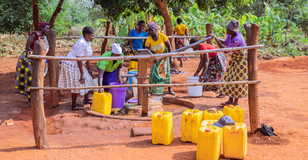 Woman collecting water