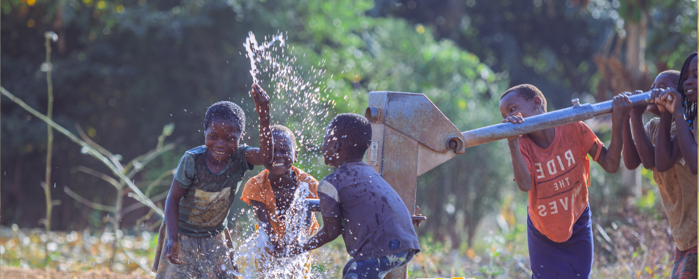 Happy Children playing with safe water